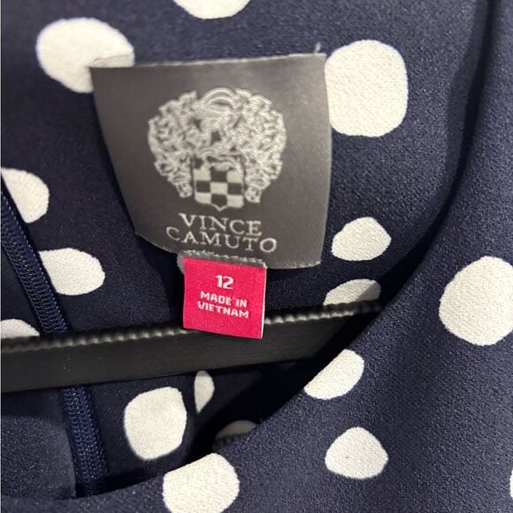 Vince Camuto Navy and White Classic Polka Dot Midi Dress - Picture 12 of 12